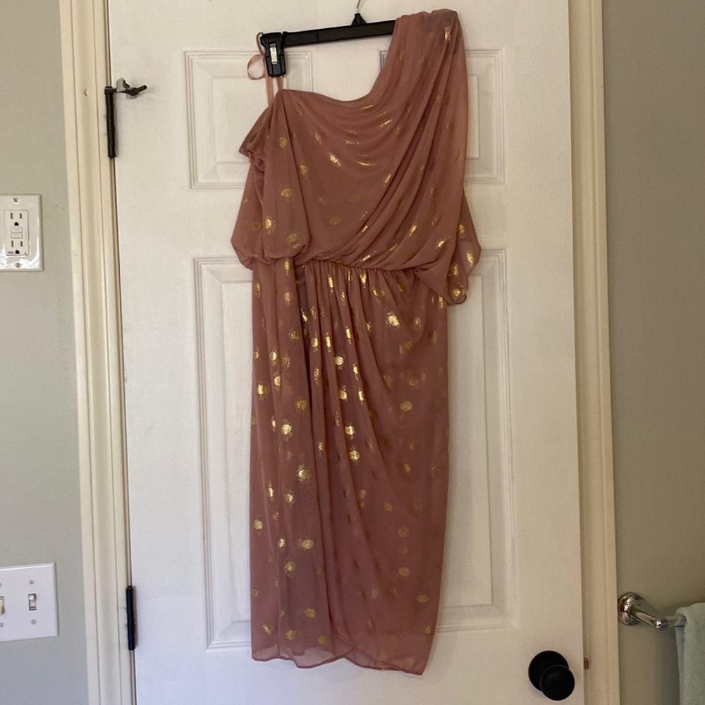 Adrianna Pappell evening mauve gold dress sz 8